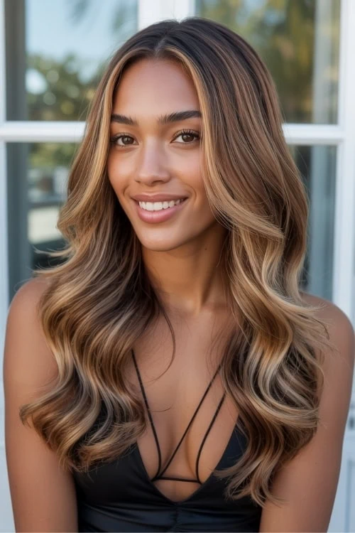 black female with golden caramel hair
