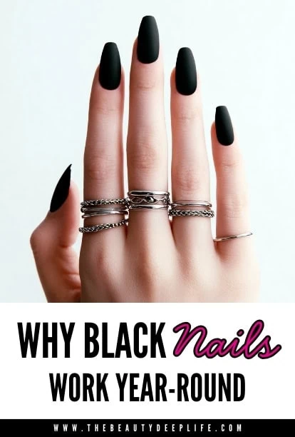 hand with matte black nails