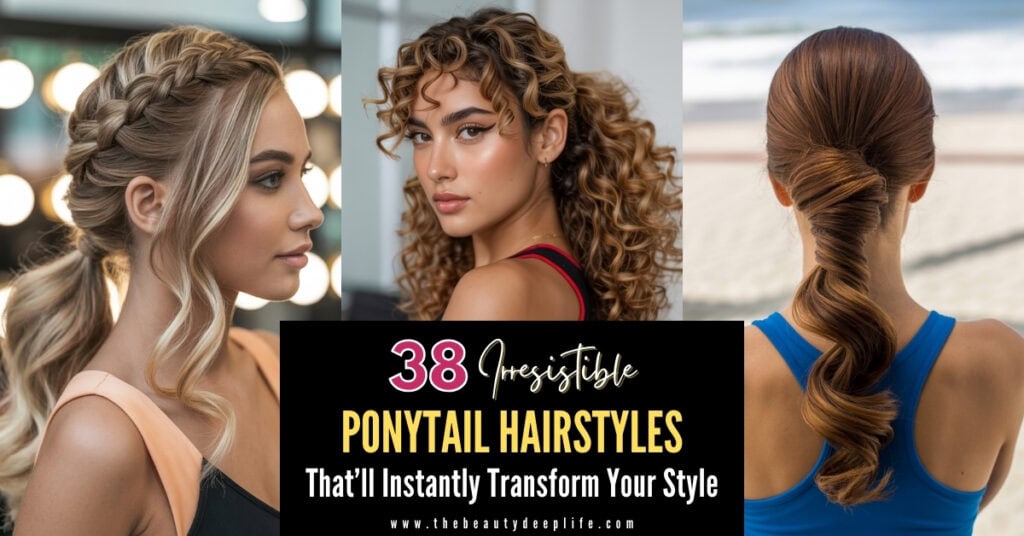 three women with cute ponytail hairstyles