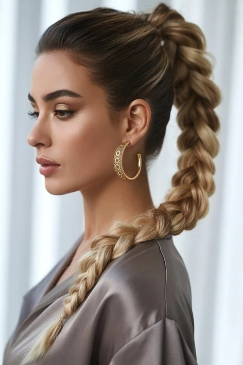 girl with a braided ponytail