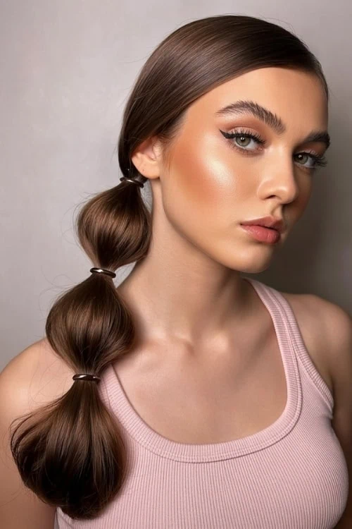 girl with a bubble braid ponytail