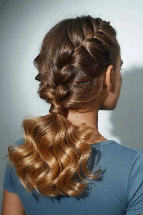 woman with a french braided ponytail hairstyle