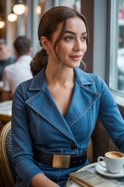 woman with a low ponytail hairstyle with soft tendrils