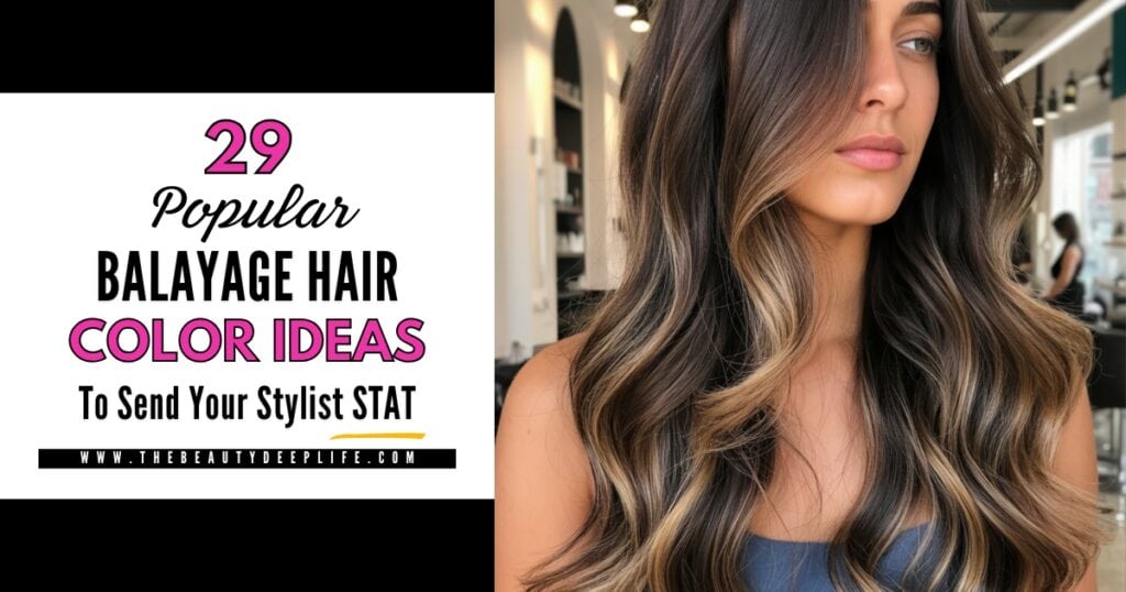 woman with dark hair and caramel balayage