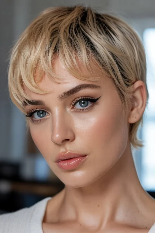 woman with short blonde hair