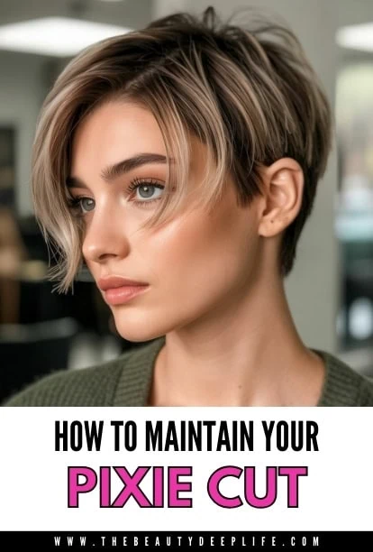 woman with a blonde short haircut