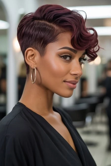 black woman with a glam short pixie haircut
