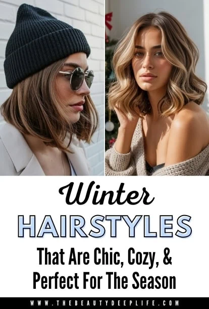 Stylish winter hairstyles for women, featuring cozy and chic looks perfect for the season.
