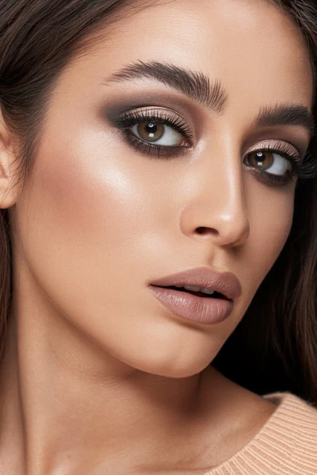 Bright young woman with flawless makeup and smoky eye look, close-up portrait, Beauty Deep Life skincare and beauty tips, professional makeup tutorial, natural glowing skin.