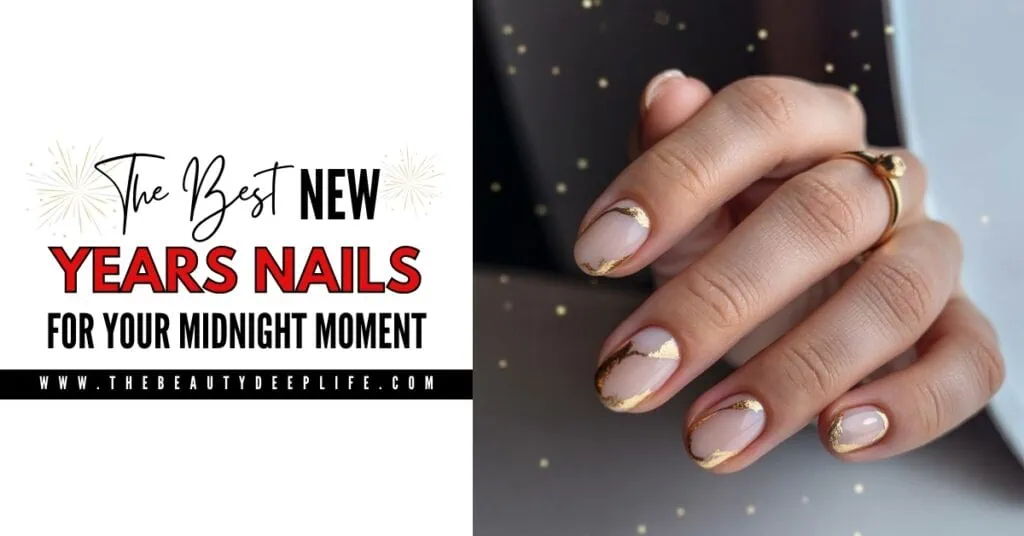 womans hand featuring beautiul golden nails for new years