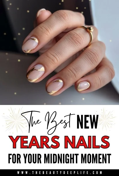 Elegant manicure with gold accent nail art, focusing on stylish nails and beauty trends for new years.