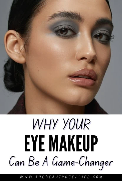 Bright blue-grey makeup with flawless skin. Perfect for beauty lovers seeking tips to transform their look.