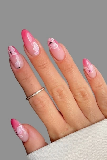 Delicate pink manicure perfect for spring or special occasions.