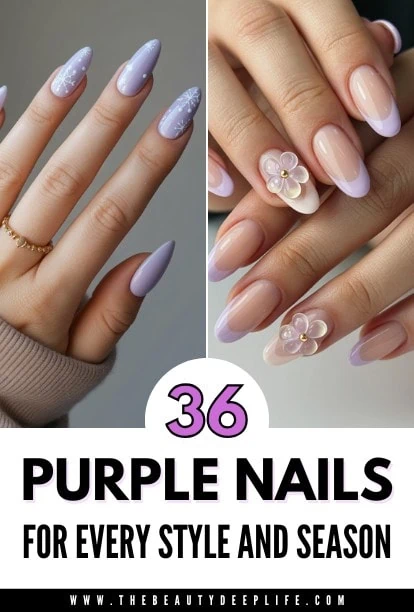 two beautiful manicures with purple nails