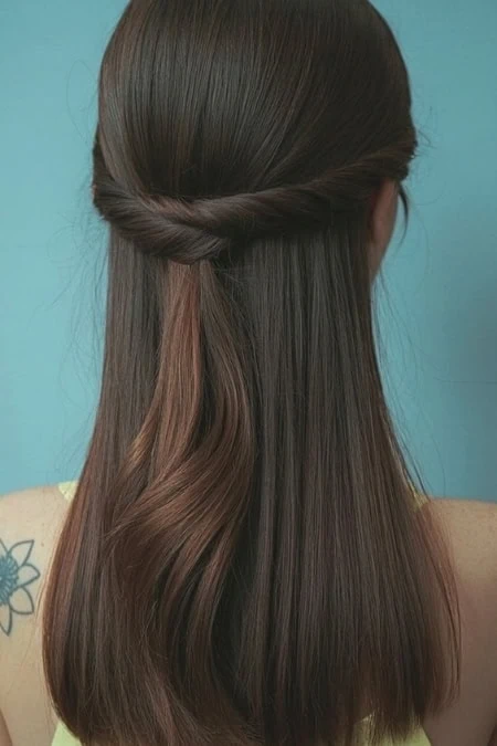 Soft Brown Hair with Twist Half-Up Hairstyle for Natural Hair Looks | The Beauty Deep Life.