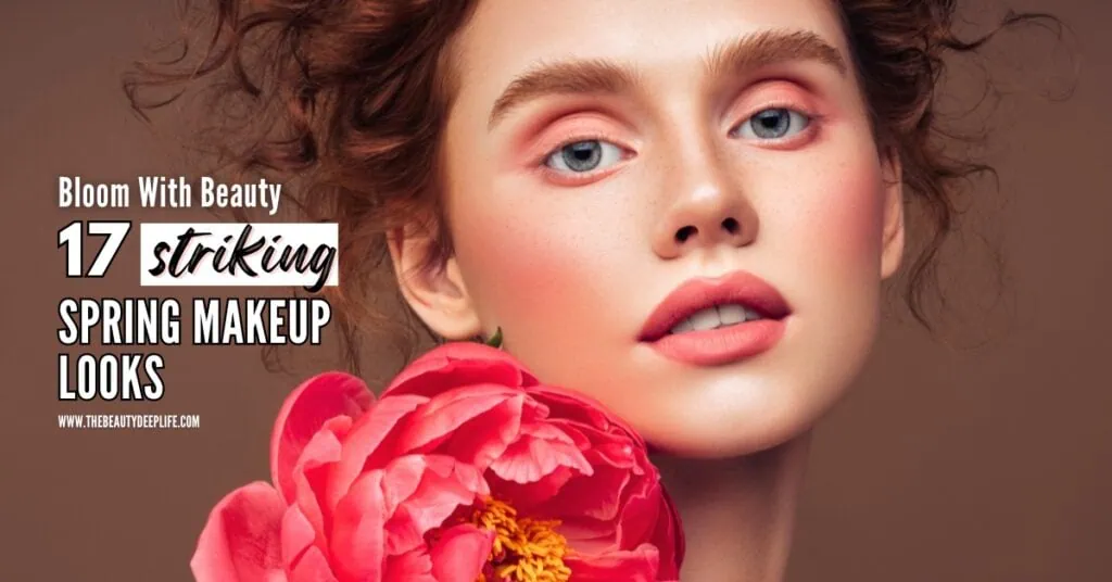 Bright spring makeup look featuring fresh floral accents, pastel blush, and vibrant lip colors for a blooming beauty transformation. Perfect for springtime beauty trends and seasonal skincare and makeup tips.