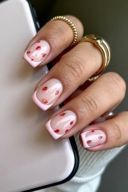 strawberry manicure and iphone.