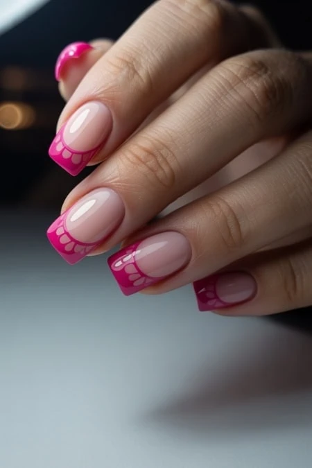 Beautiful pink French manicure.