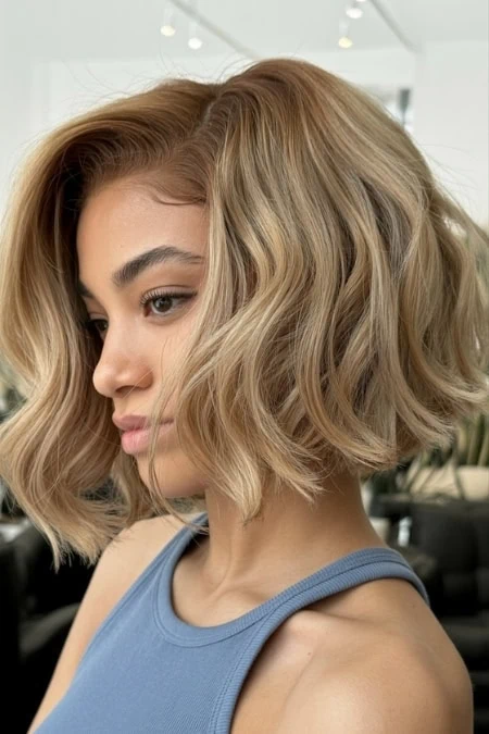 young woman with wavy bob