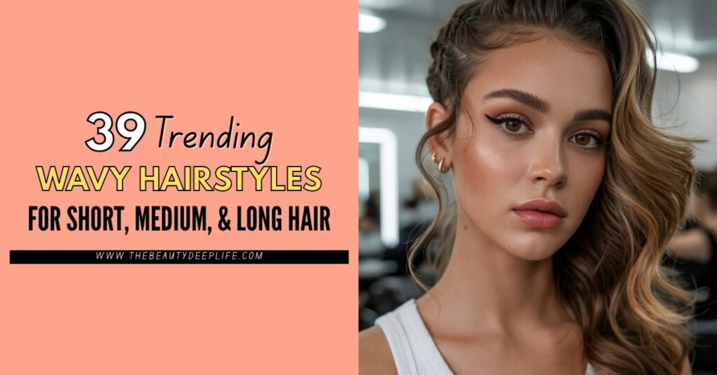 Beautiful woman with trendy wavy hairstyle for short, medium, and long hair, showcasing modern hair styling techniques and hair care tips. Perfect for those seeking stylish, voluminous waves.
