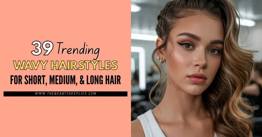Beautiful woman with trendy wavy hairstyle for short, medium, and long hair, showcasing modern hair styling techniques and hair care tips. Perfect for those seeking stylish, voluminous waves.