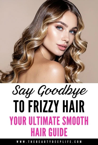 Beautiful woman with shiny, smooth, and frizz-free hair, showcasing a sleek hairstyle perfect for a frizz-free look. Ideal for those seeking hair care tips for smooth, manageable hair.
