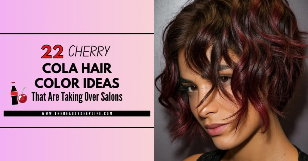 Trendy short curly hairstyle with cherry red and cola brown hair color, perfect for salon inspiration and hair color ideas.