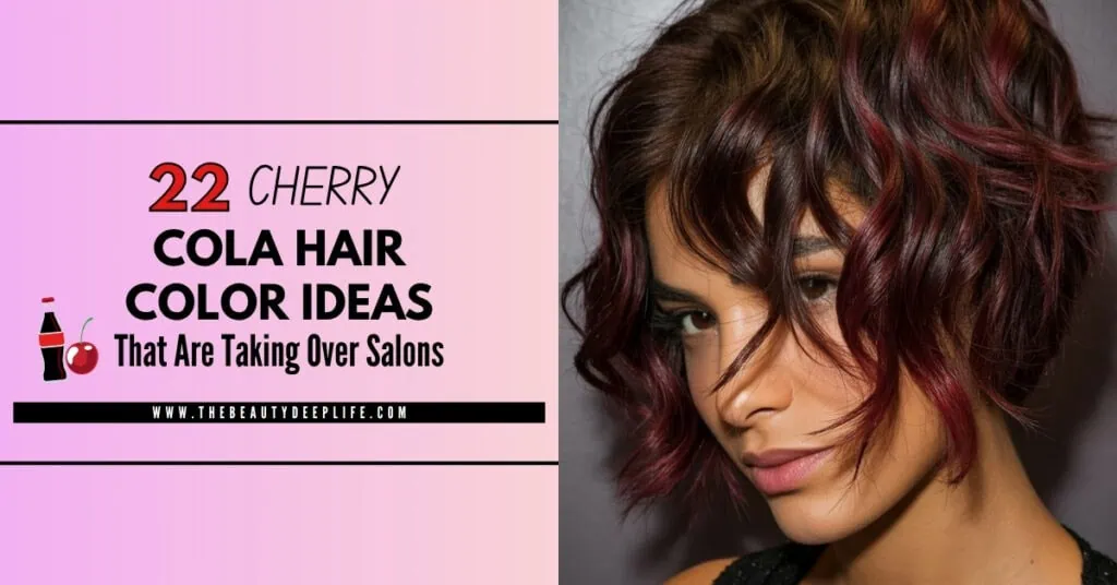 Trendy short curly hairstyle with cherry red and cola brown hair color, perfect for salon inspiration and hair color ideas.