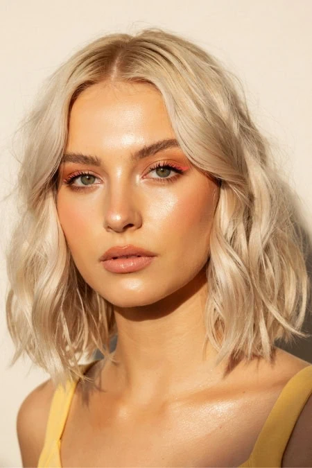 Close-up of a young woman with blonde wavy hair, natural makeup, and glowing skin, showcasing beauty and skincare focus for The Beauty Deep Life.