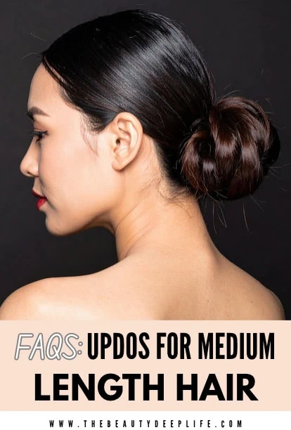 Elegant low bun hairstyle for medium-length hair, perfect for stylish updos and special occasions.