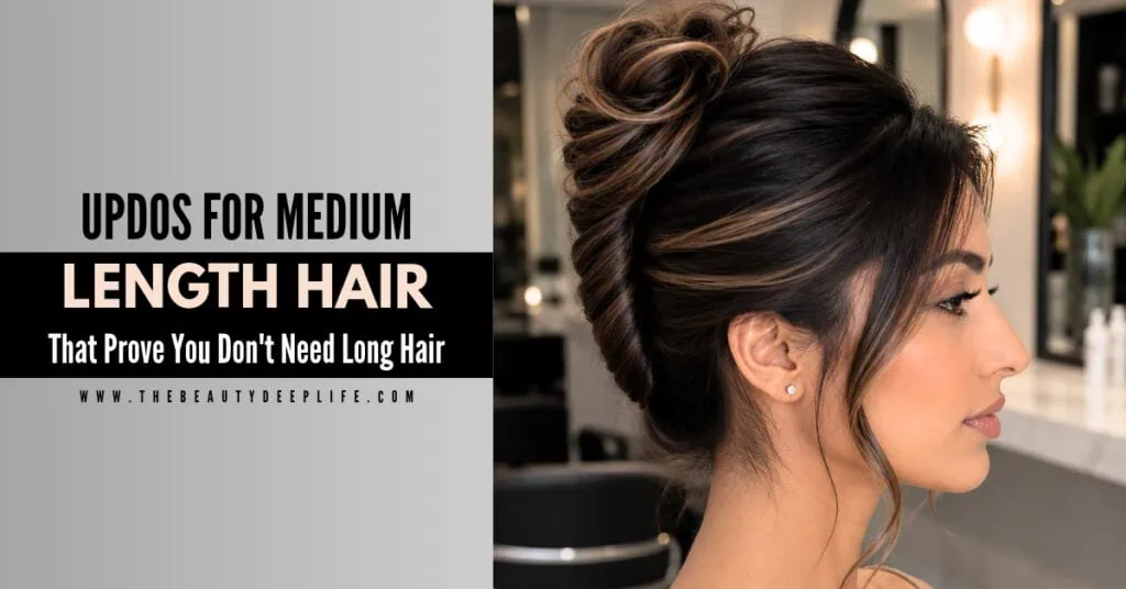 beautiful woman with an updo for medium length hair