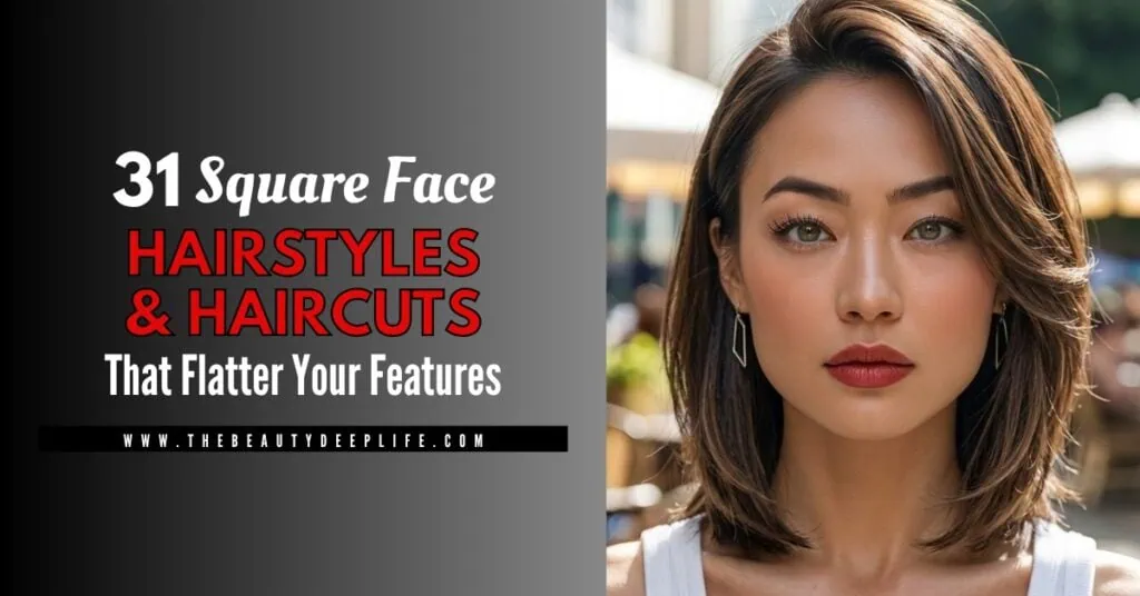 beautiful woman with a square face shape and a stylish hairstyle